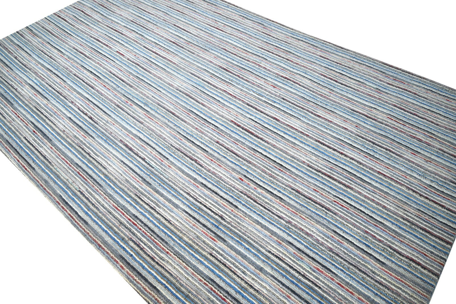 Ručně tkaný koberec 150x240 MODRÝ lesklý vlněný koberec do obývacího pokoje SH115