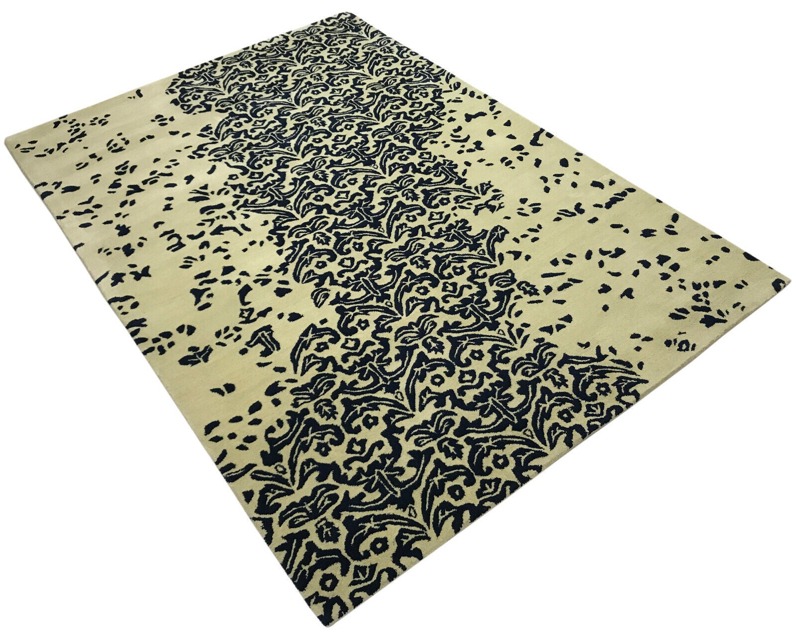 Designer Teppich 160X230 Handarbeit Gold Schwarz Beige Blau Orient Debbich