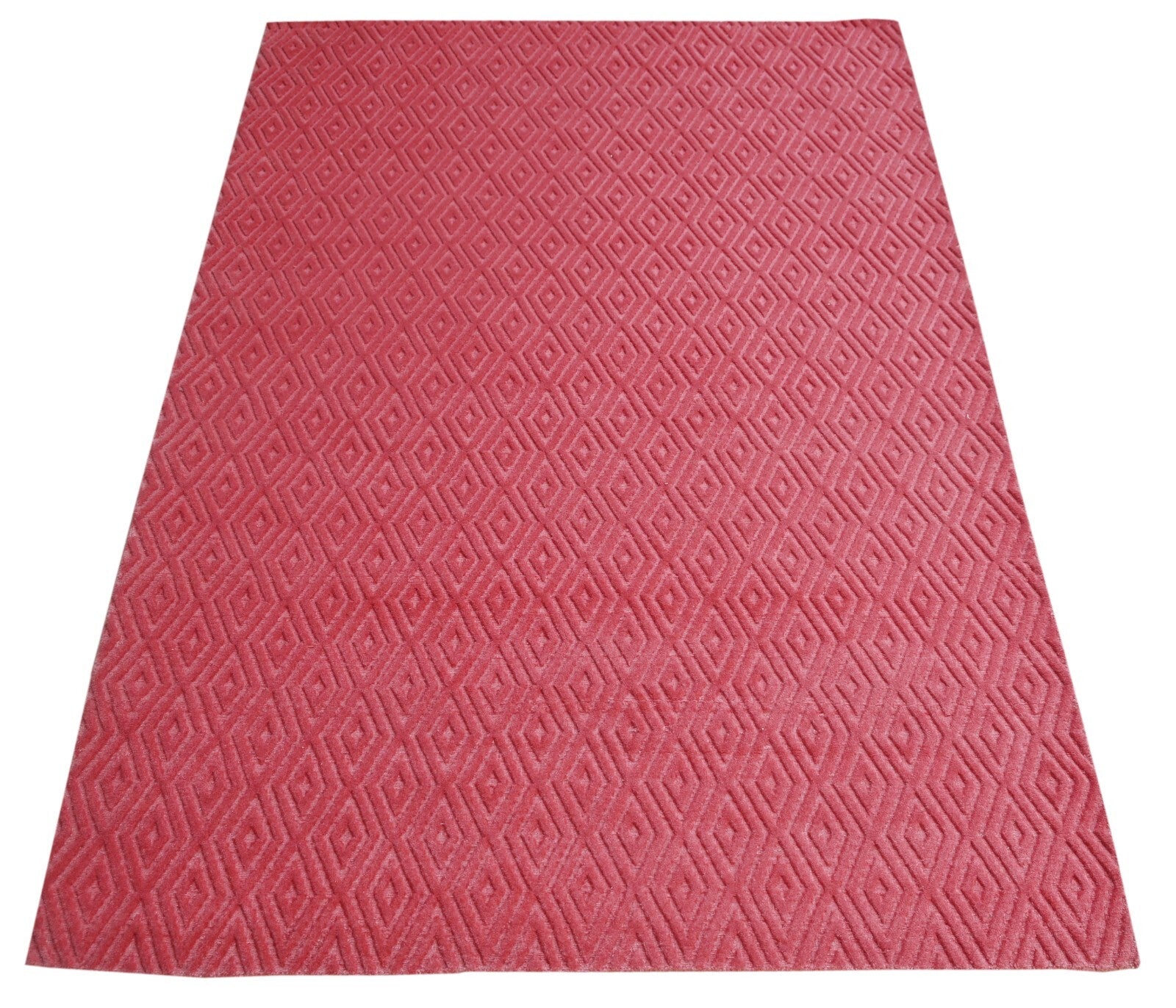 Handgewebter Teppich 150x240 Rot Wolle Glanzoptik Wohnzimmer SH131