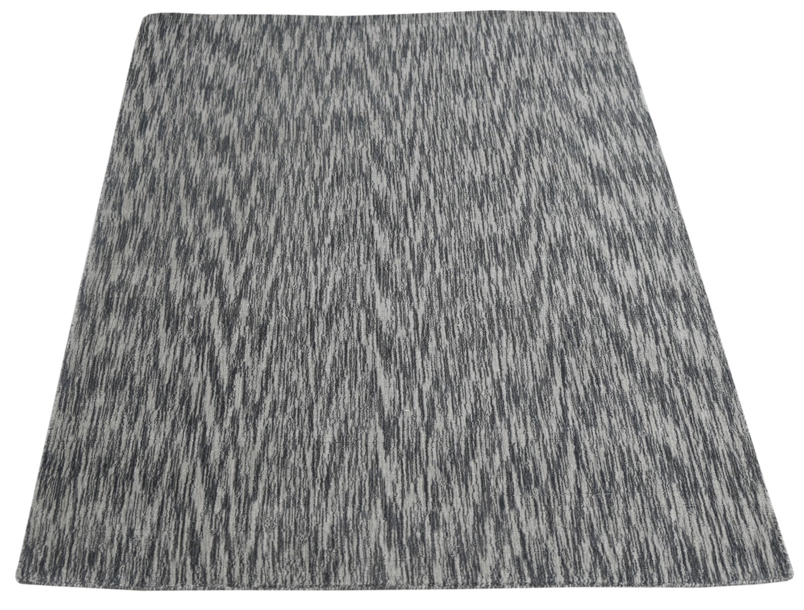 Handgewebter Teppich 160x230 Grau Glanzoptik Wolle Wohnzimmer SH179