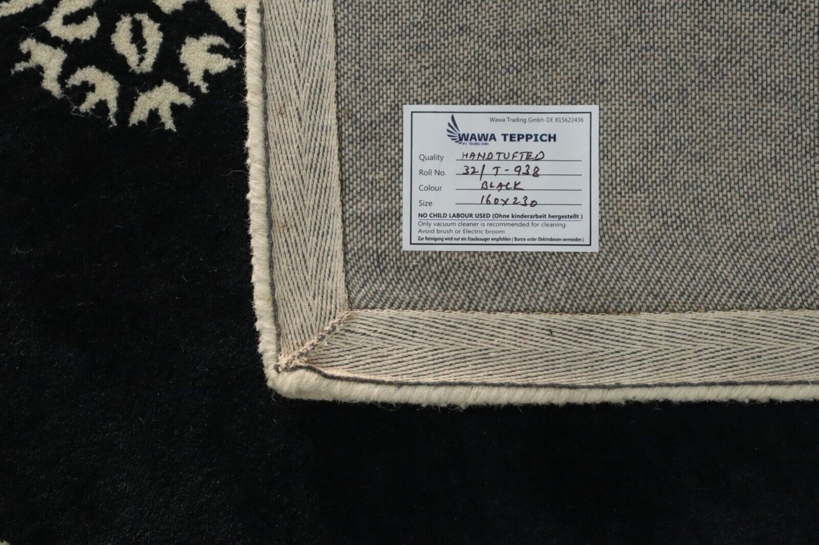 Orient Teppich 100% Wolle 160X230 cm DunkelBlau Schwarz Beige Handgetuftet T938