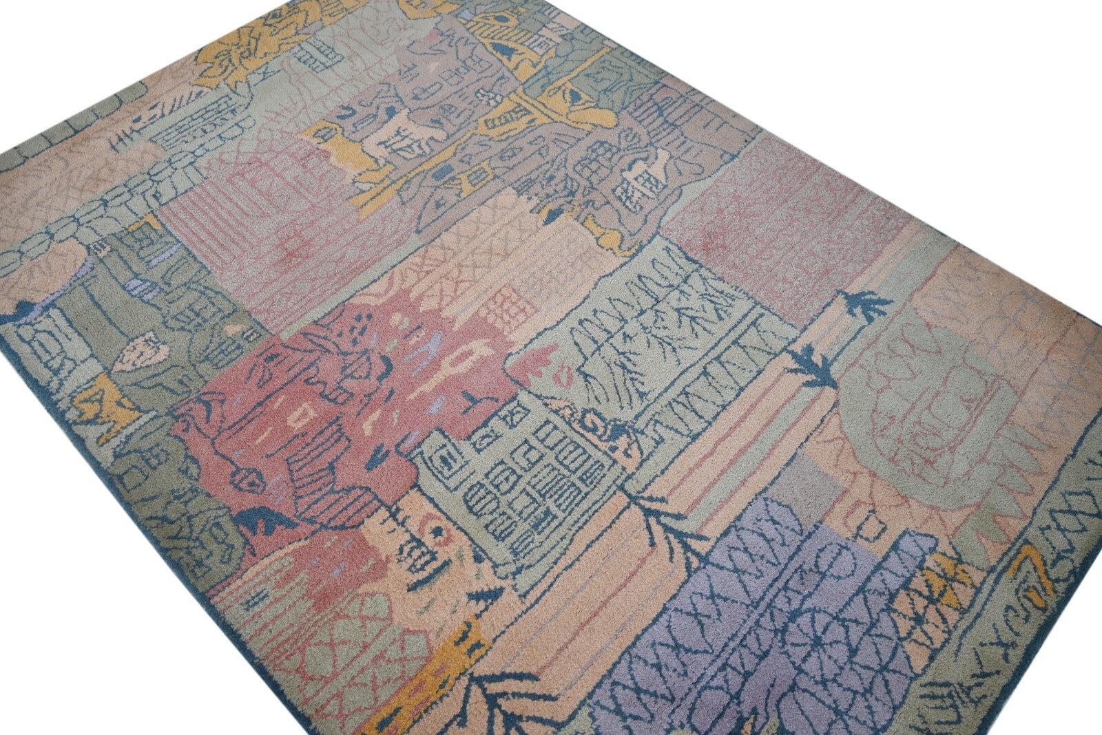 Handgetufteter Wolle teppich 120x180 Multi-Pfirsich Modern Wohnzimmer SH251