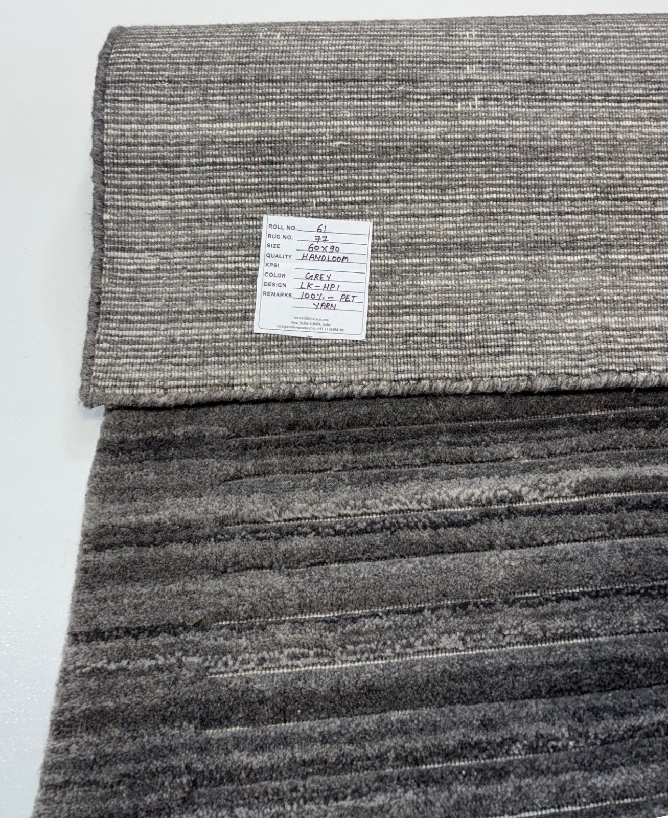 Handgewebter Teppich 60x90 cm Grau Modern Nachhaltig PET Garn Design Teppich R77