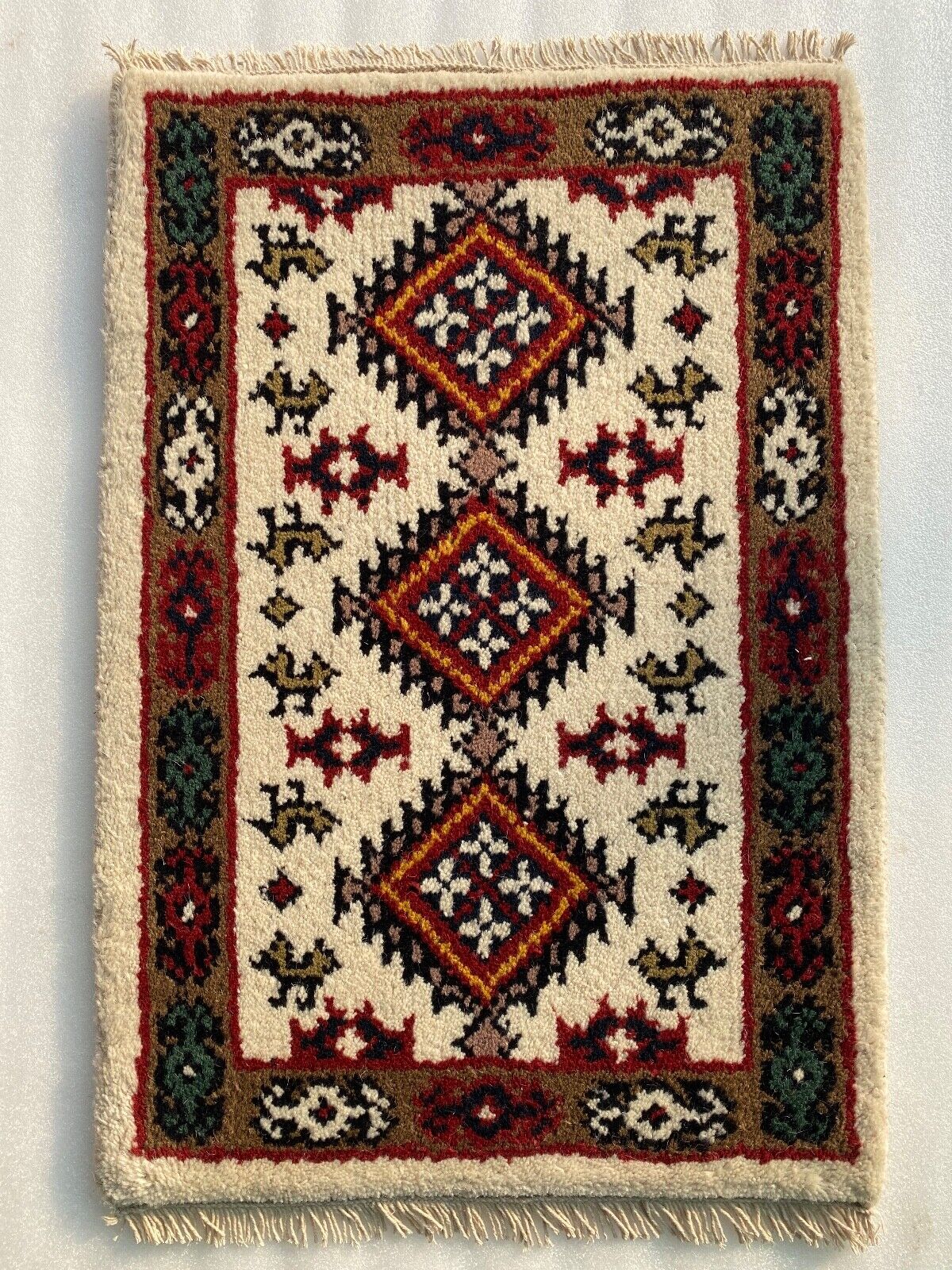 Bež Bridge 40x60 cm ročno vozlana preproga za avto 100 % volna PH6