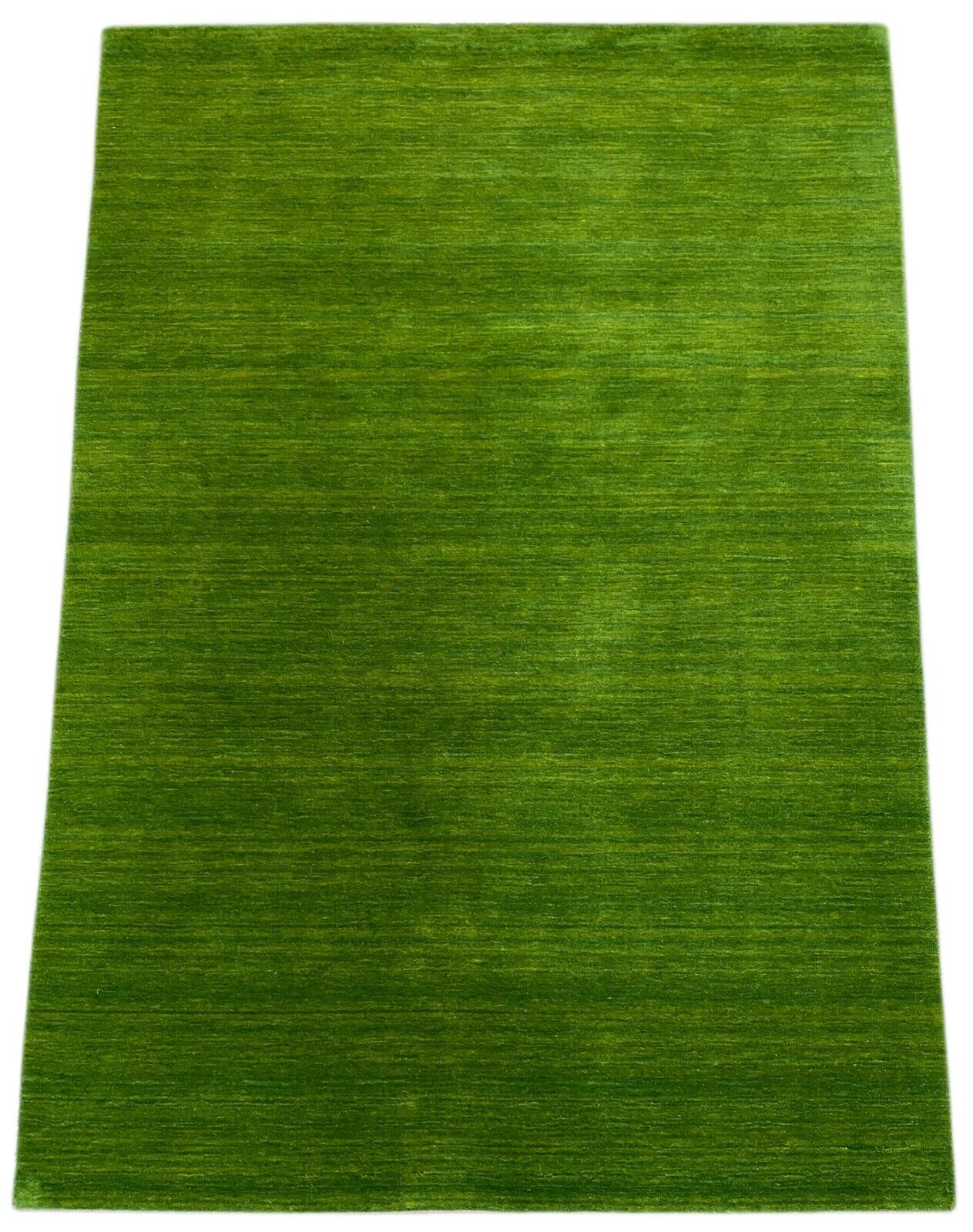 Grün Gabbeh Teppich Uni 100% Wolle Orientteppich Handgewebt Loom Brücke AN1