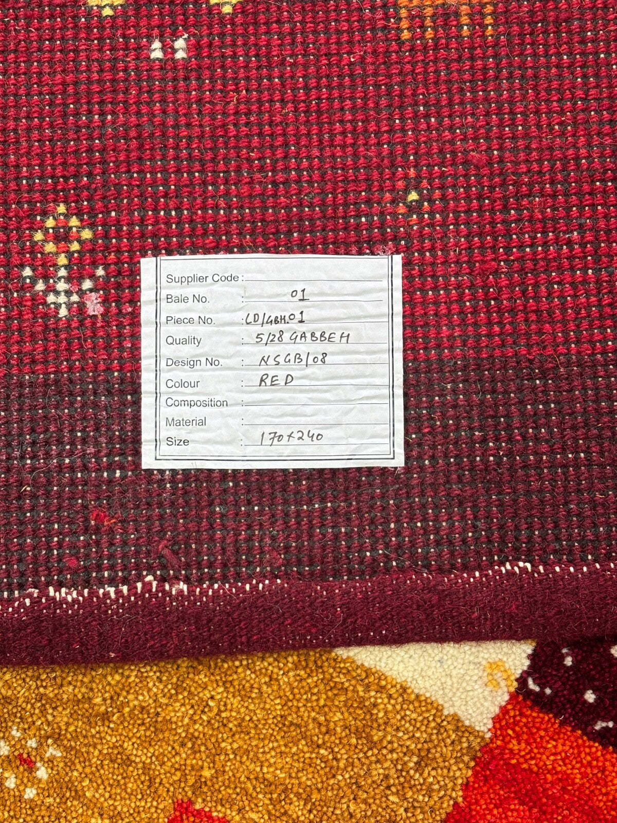 Gabbeh Wollteppich 170x240cm Handgeknüpft 100% Schurwolle Rot Mehrfarbig PT01