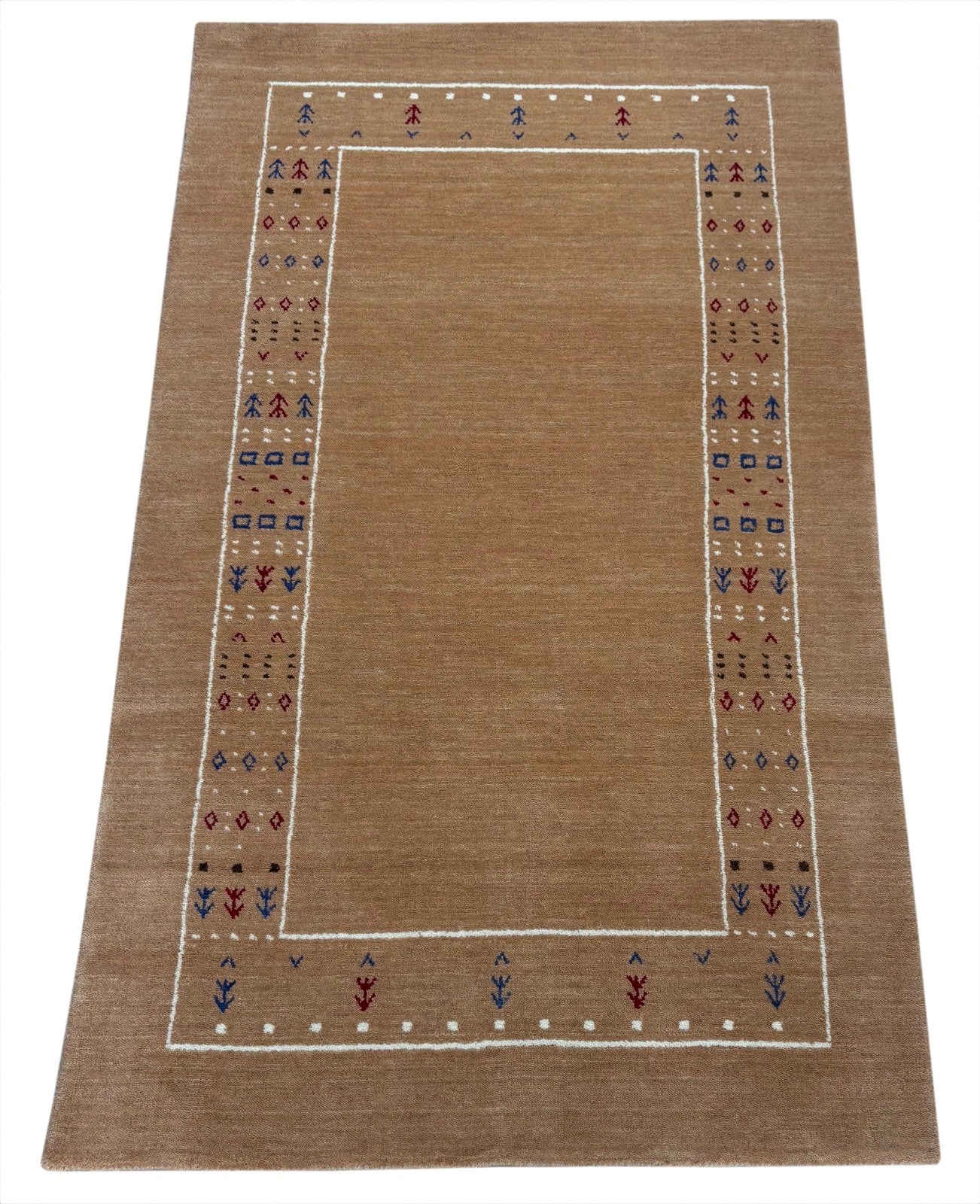 Gabbeh Teppich 90x160 cm Handgewebt 100% Wolle Peach Caramel Orient Modern ac1