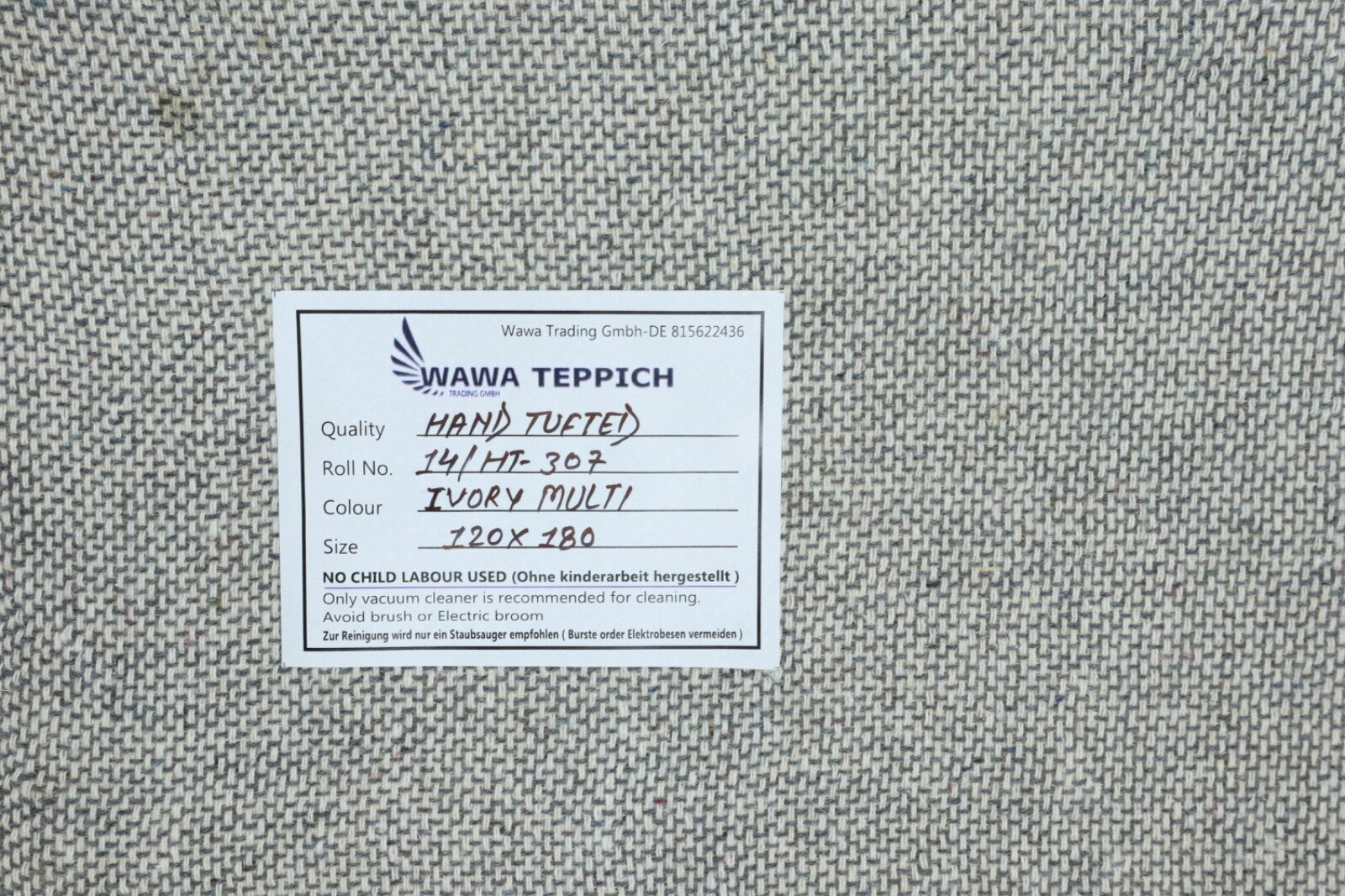 Tappeto in lana 120x180 Beige Nero Motivo etnico astratto Tappeto annodato a mano 307