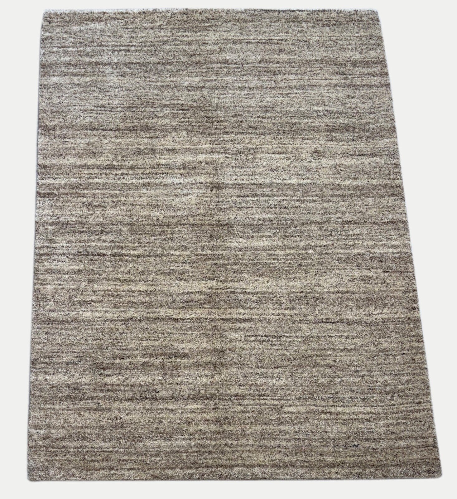 Wollteppich 140x200cm Handgeknüpft 100% Wolle Braun Grau Modern ST61