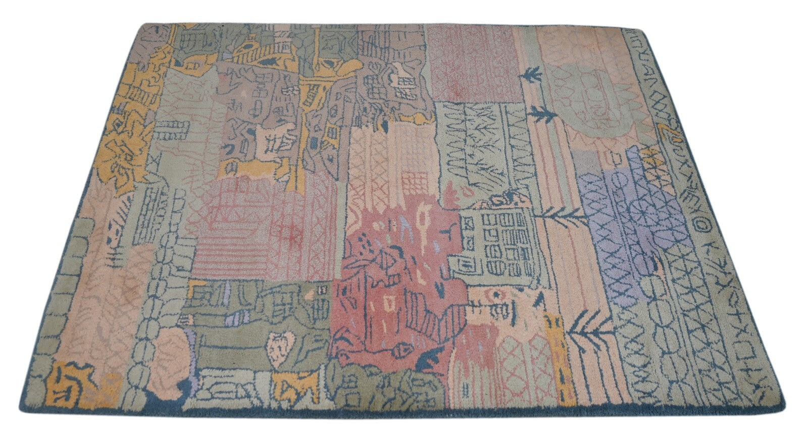 Handgetufteter Wolle teppich 120x180 Multi-Pfirsich Modern Wohnzimmer SH251