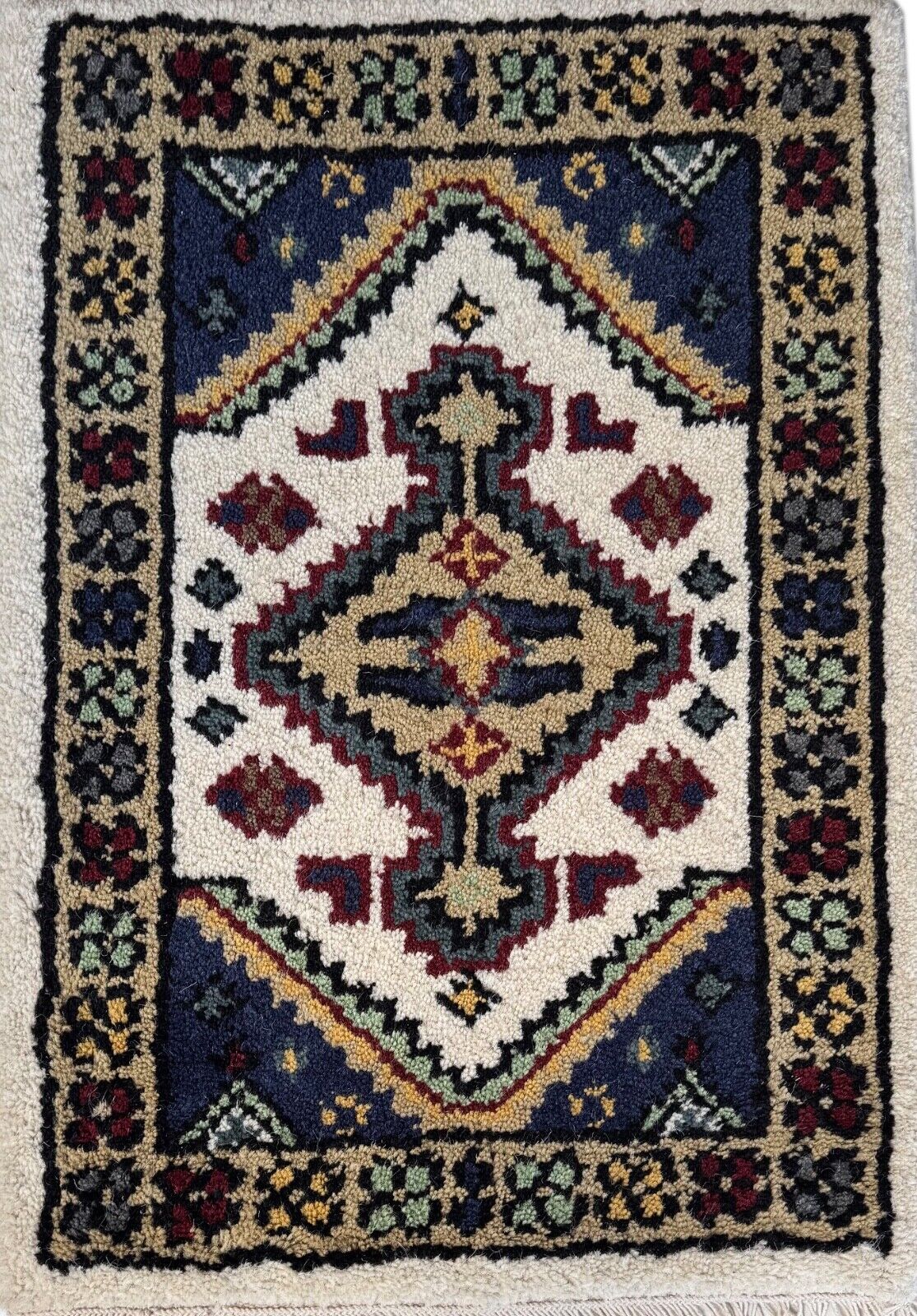 Edler Brücke Teppich 40x60 cm Handgeknüpfter Wollteppich 100% Schurwolle PH43