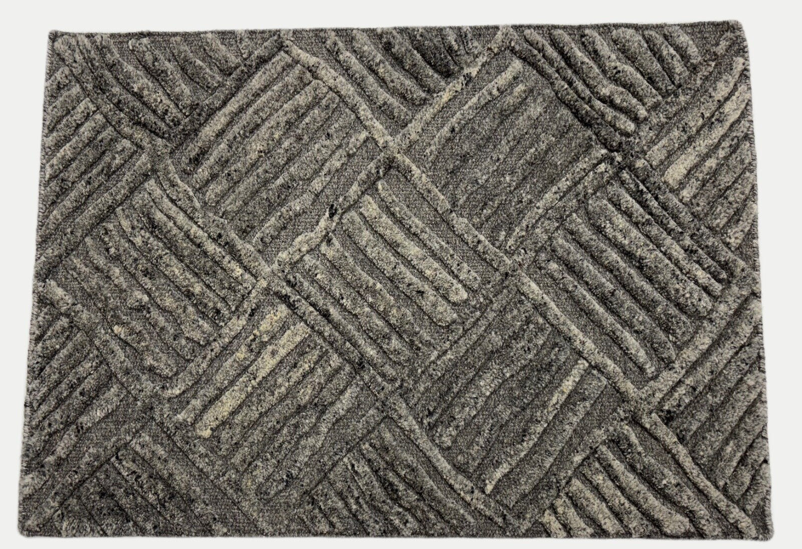 Handgefertigte Kilim Dhurry Teppich 60x90 cm Grau 100% Wolle DWD805