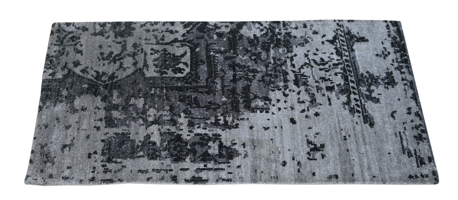 Tappeto moderno in lana annodato a mano 90x150 grigio vintage per soggiorno SH156