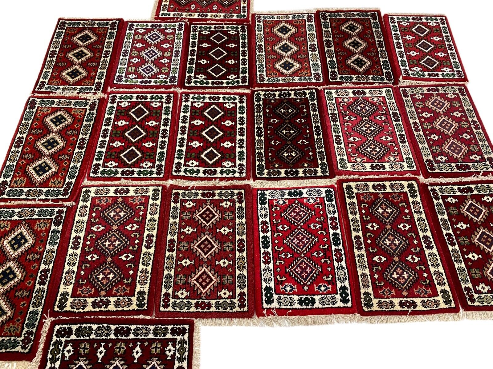 Fussmatten Brücke 40X60 CM Handgeknüpft Teppich 100% Wolle Rot