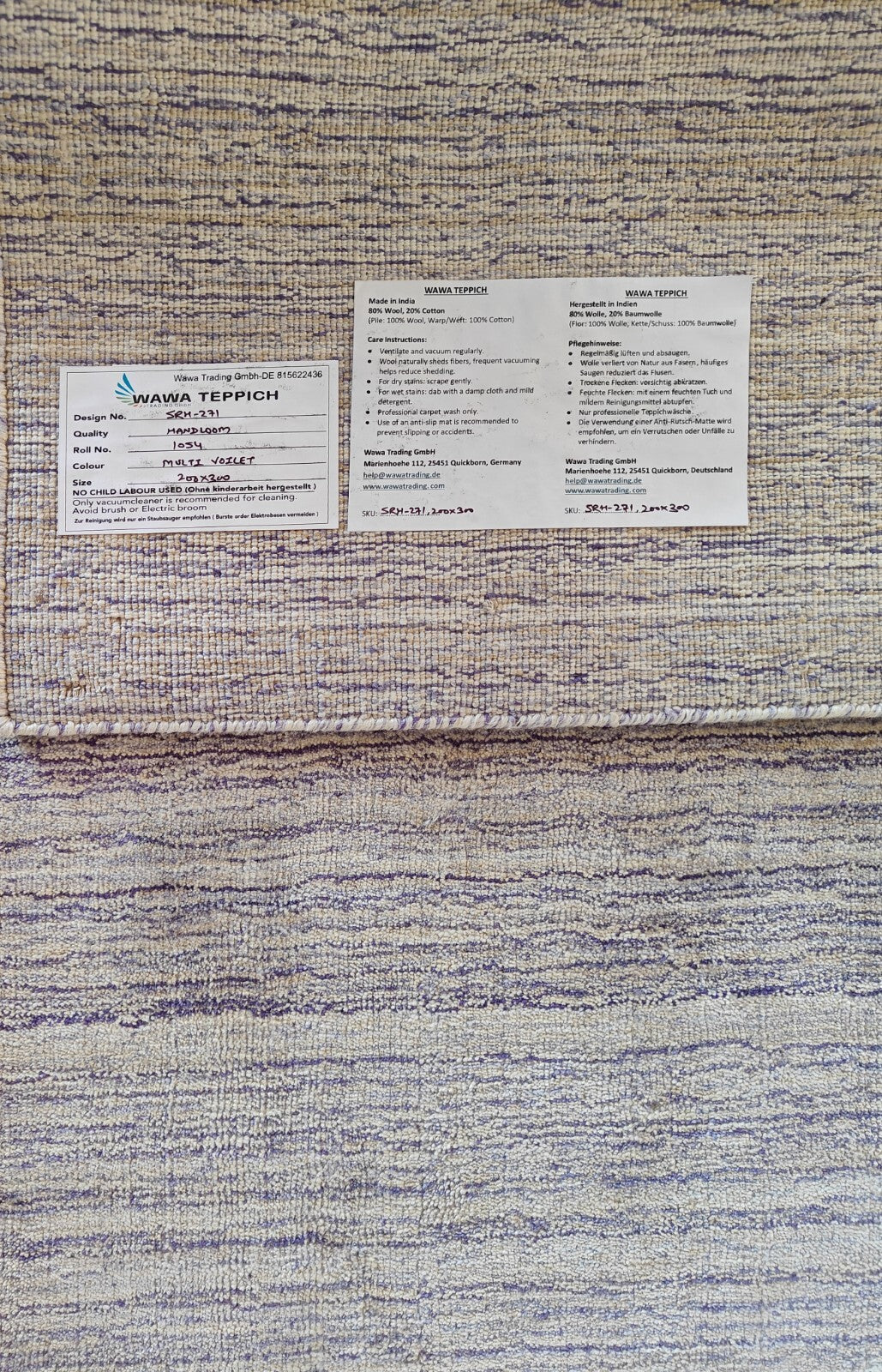 Handgewebter Teppich 200x300 Mehrfarbig Viskose Glanzoptik Wohnzimmer SH271