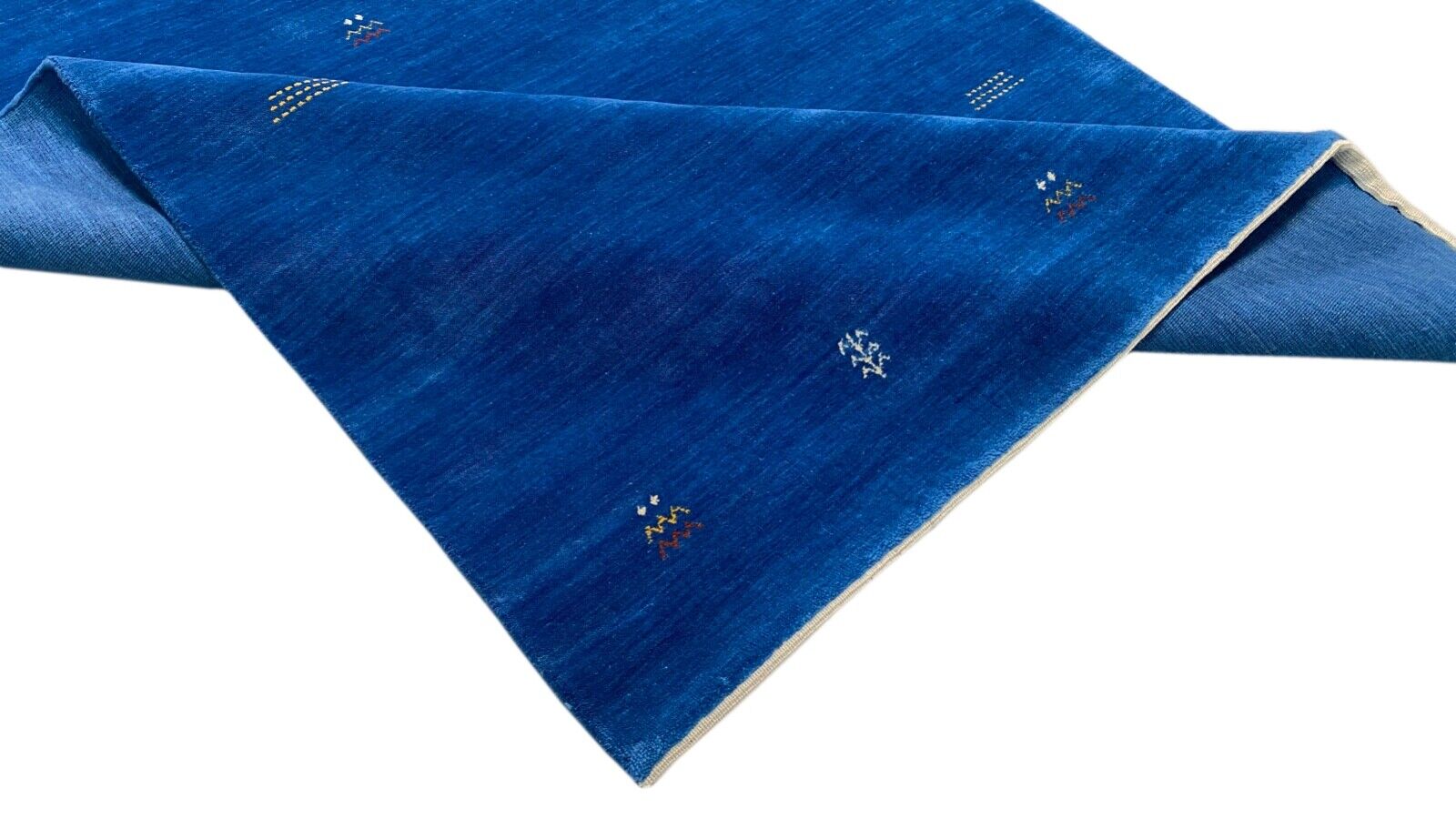 Gabbeh Blau Teppich 120x180 cm Handgewebt 100% Wolle Lori Debbich Loom G64T6