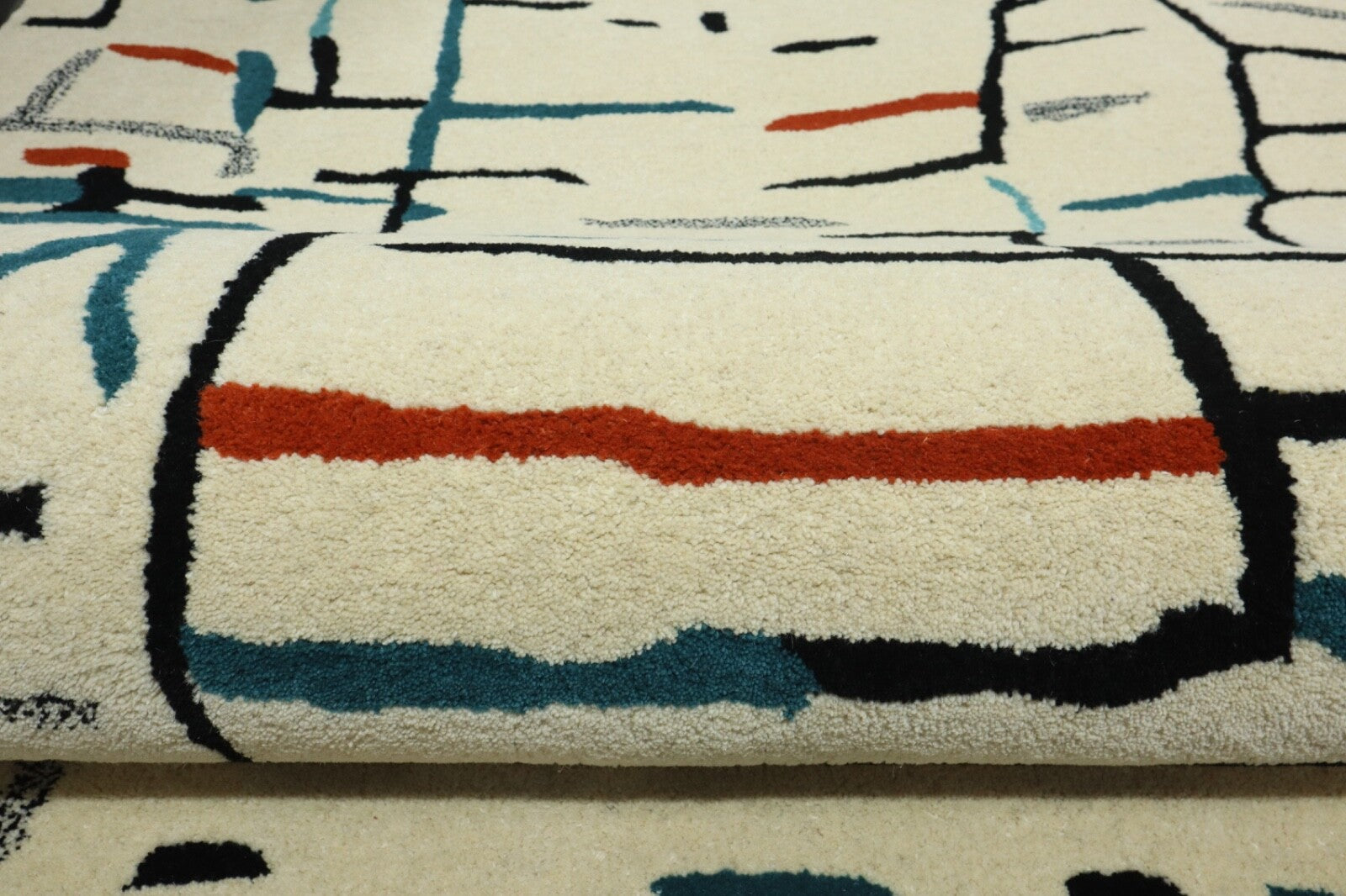 Wollteppich 120x180 Beige Bunt Marokko Muster Teppich Handgetuftet Modern HT313