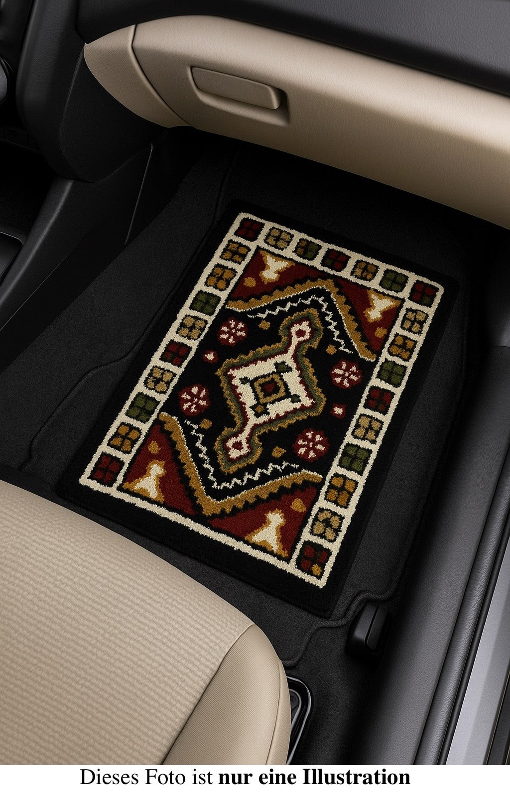 Wollteppich 40x60 Blau Beige Oriental Handgemacht Türvorleger Fussmatte HT370B