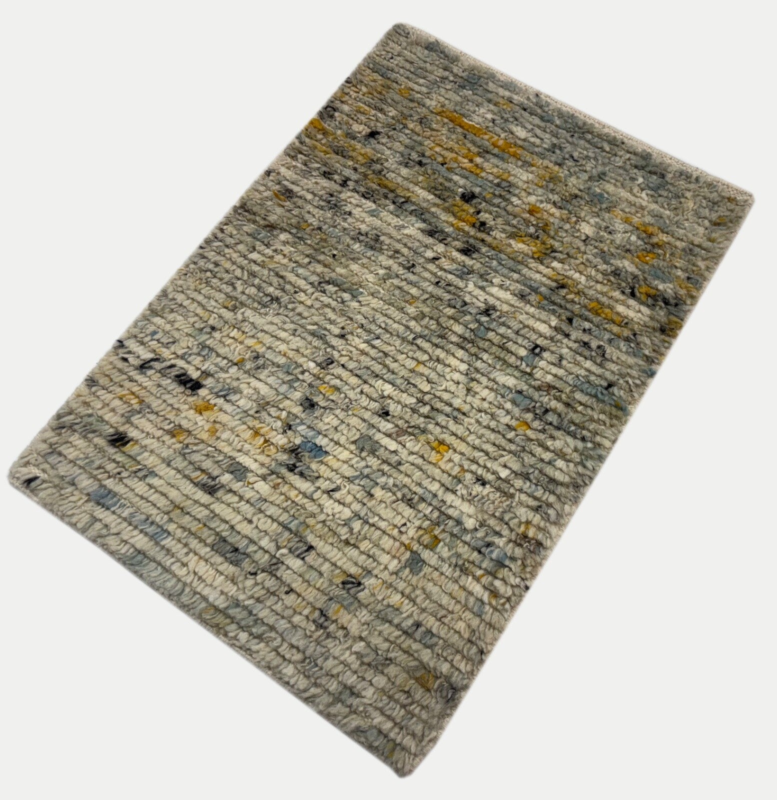 Hand-knotted 100% wool rug, 60x90 cm, modern design, beige/multicoloured, R5