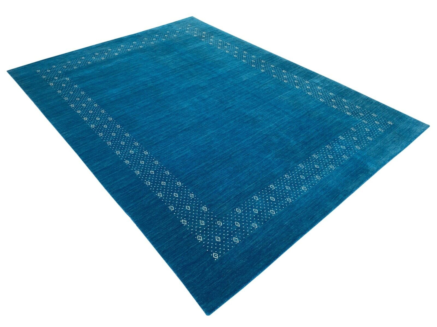 Turquoise Teppich 100% Wolle 170x240 cm Handgewebt Gabbeh Orientteppich ac05