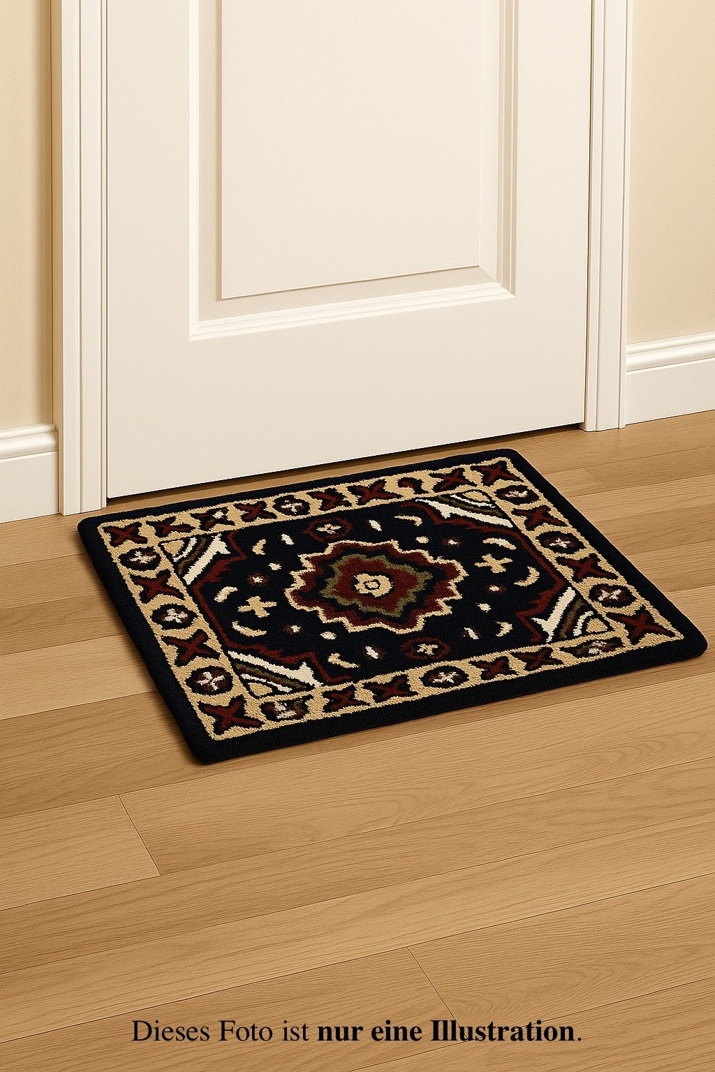 Wollteppich 40x60 Blau Beige Oriental Handgemacht TĂĽrvorleger Fussmatte HT372B