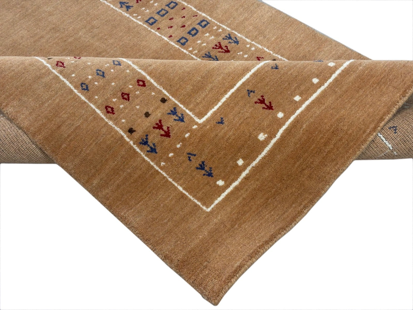 Gabbeh Teppich 90x160 cm Handgewebt 100% Wolle Peach Caramel Orient Modern ac1