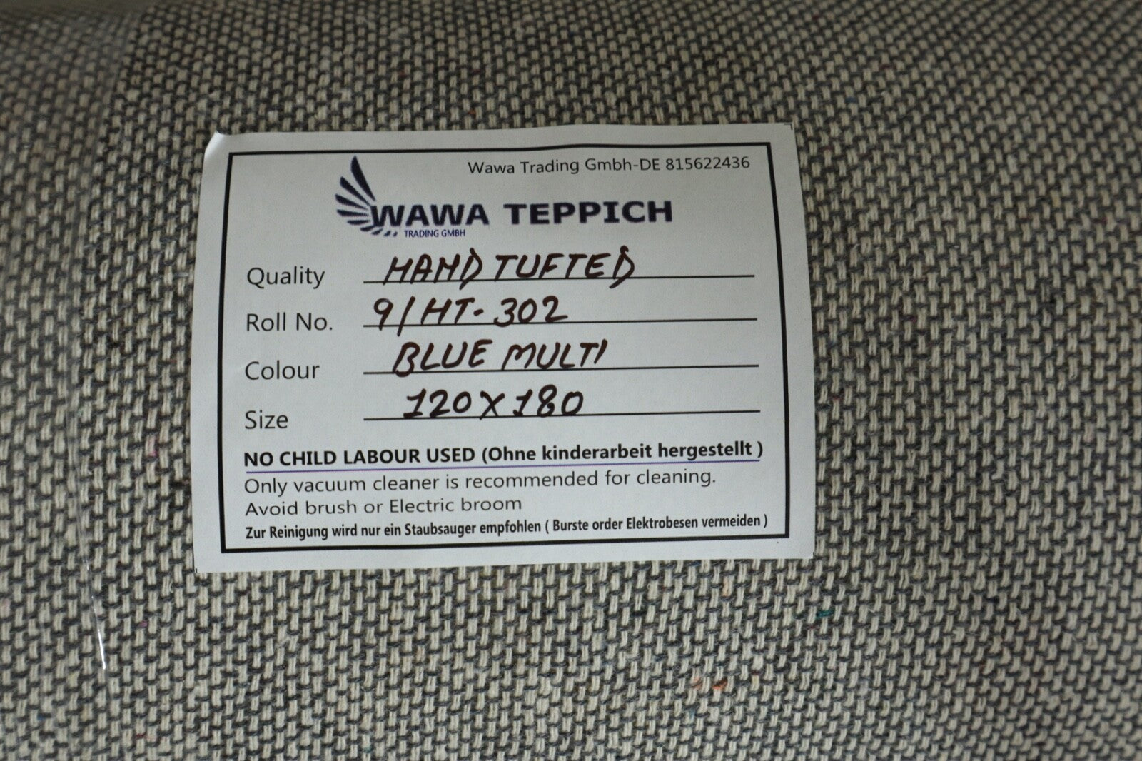 Wollteppich 120x180 Blau Bunt Abstrakt Marokko Design Teppich Handgetuftet HT302