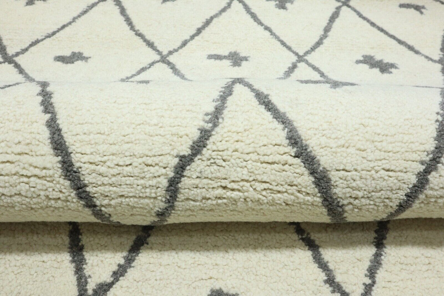 Beige Grau Teppich 100% Wolle 120X180 cm Handarbeit Handgetuftet T964