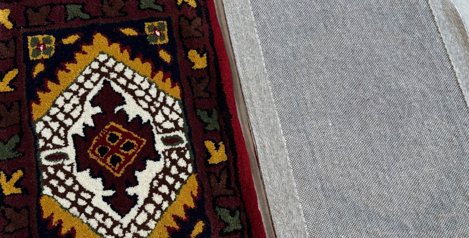 Wollteppich 40x60 Rot Beige Oriental Handgemacht TĂĽrvorleger Fussmatte HT375R