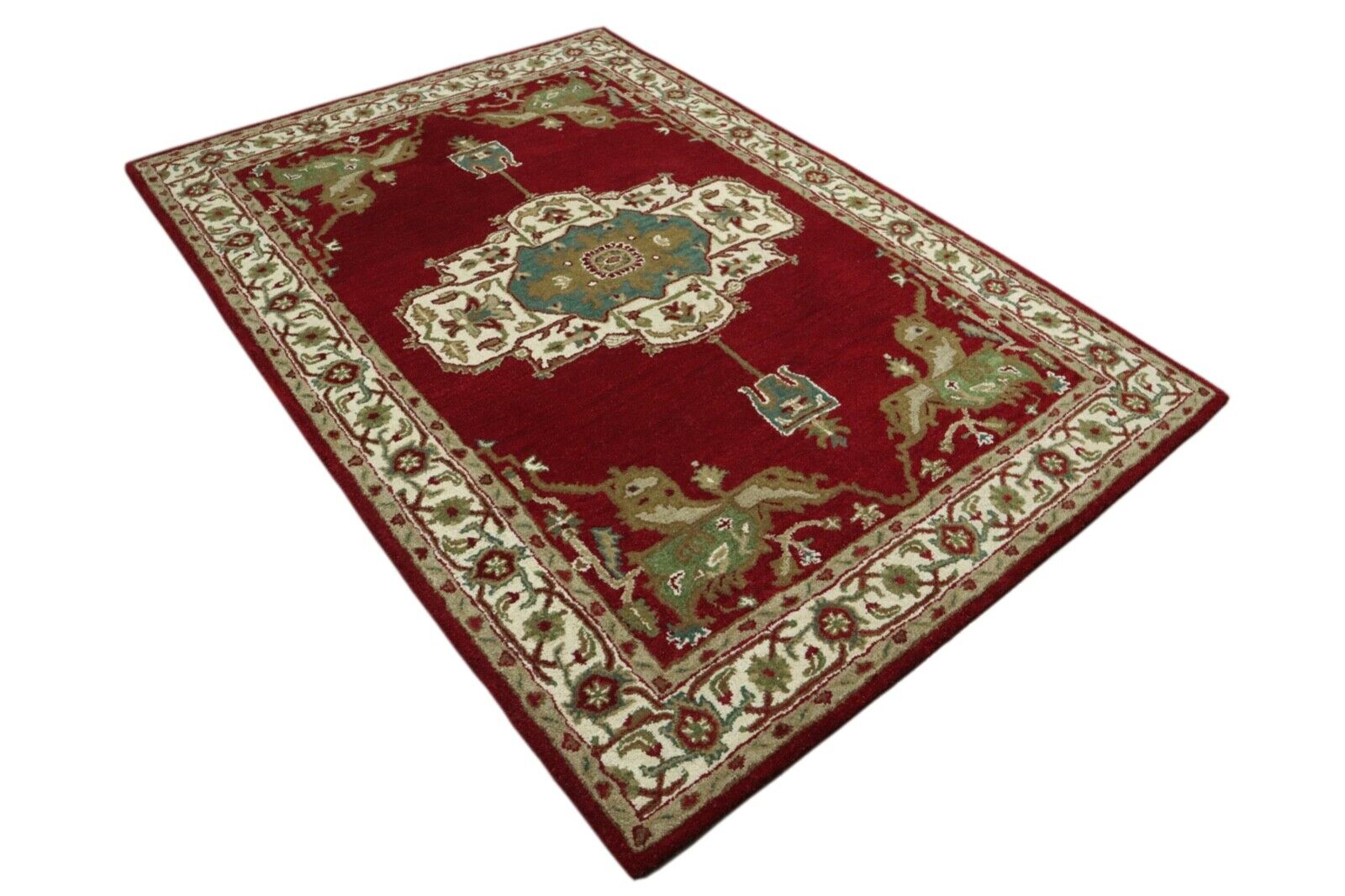 Rot Orient Teppich 100% Wolle 160X230 cm Handarbeit Handgetuftet T913