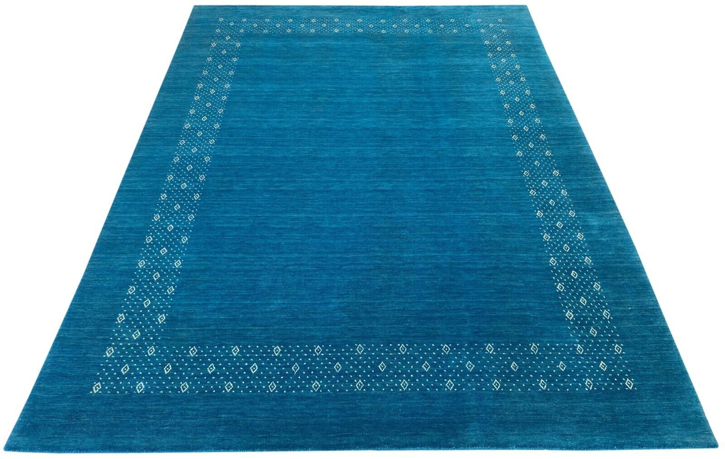 Turquoise Teppich 100% Wolle 170x240 cm Handgewebt Gabbeh Orientteppich ac05