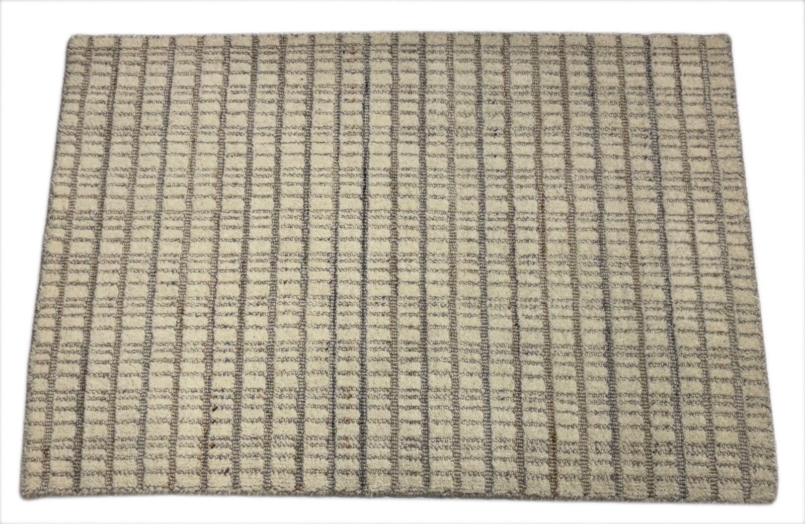 Handgewebter Wollteppich 60x90cm Beige Grau Modern Skandinavisch Design D819