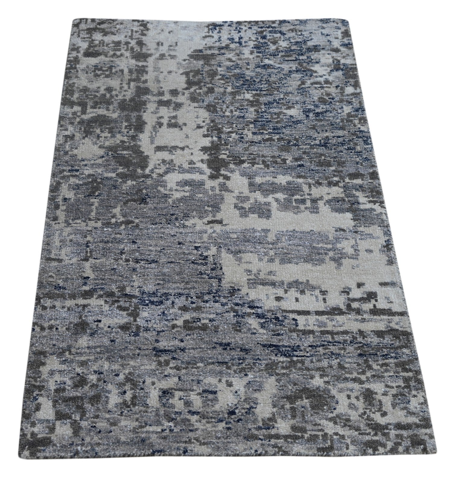 Modernes Handgeknüpfter Bambus 90x150 Vintag grau Wohnzimmer Teppich SH158