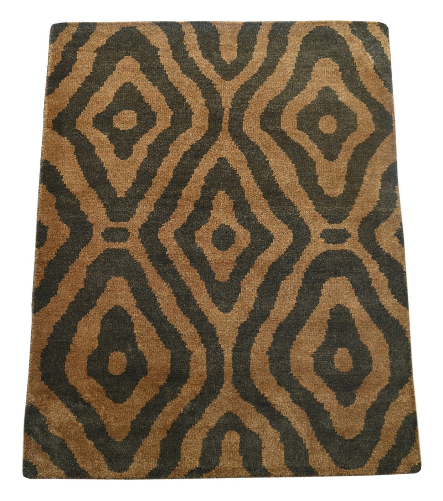 Modernes Handgeknüpfter Wolle 120x180 Vintage Gold Wohnzimmer Teppich SH162