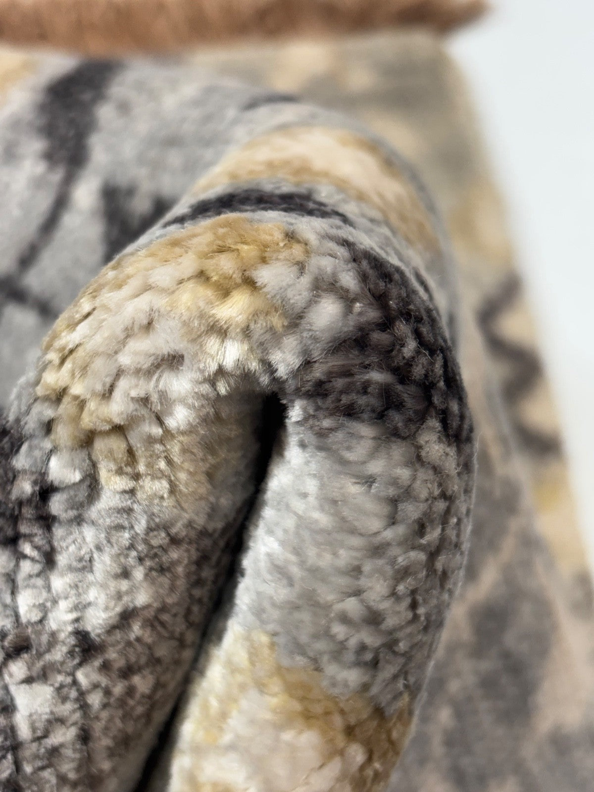 Handgeknüpfter Wollteppich 60x90 cm Kurzflor Modern Grau Beige Teppich D747