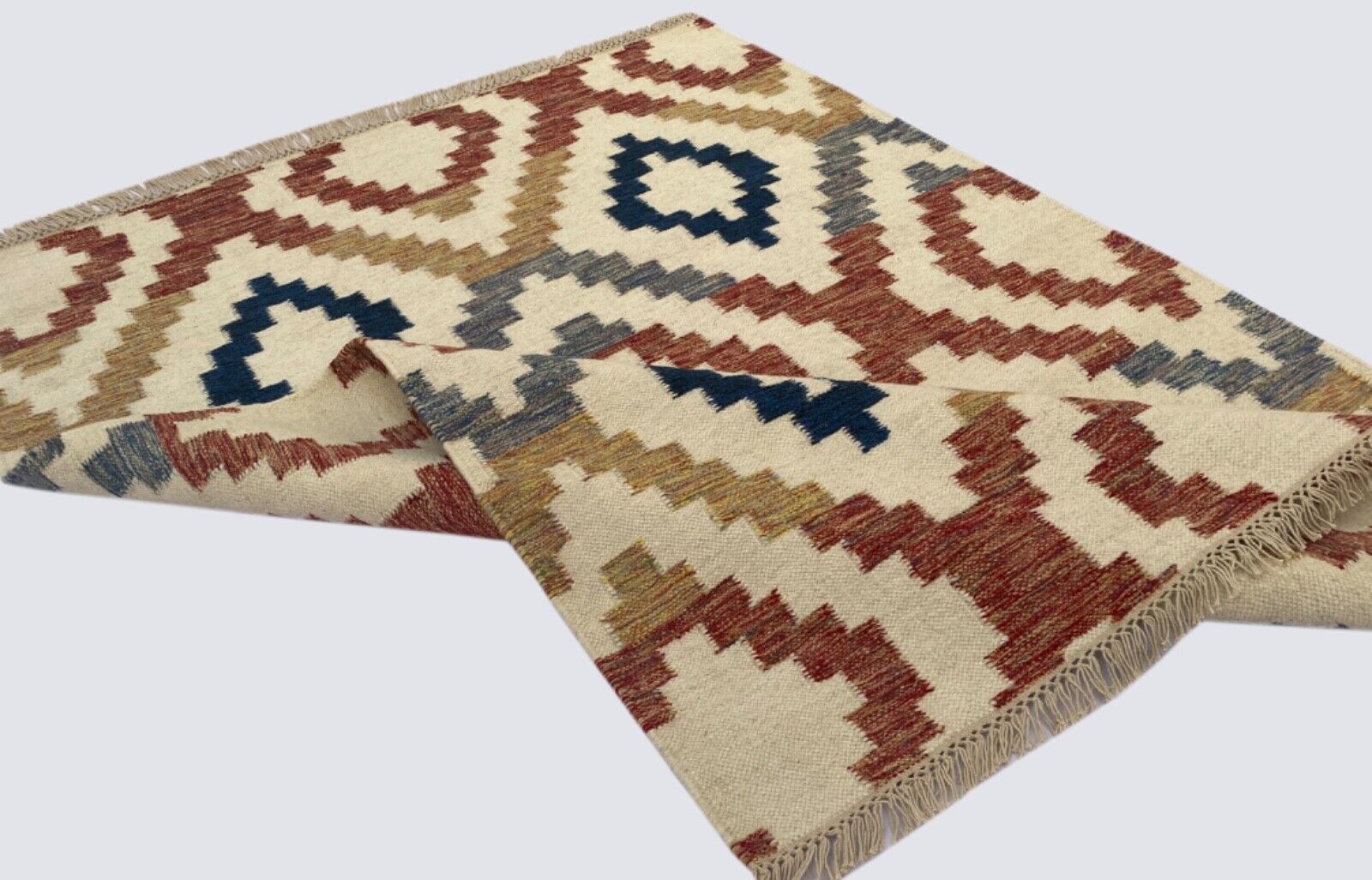 Kilim Dhurry Teppich 100% Wolle 120x170 cm Bunt Farbe Handgefertigte 502