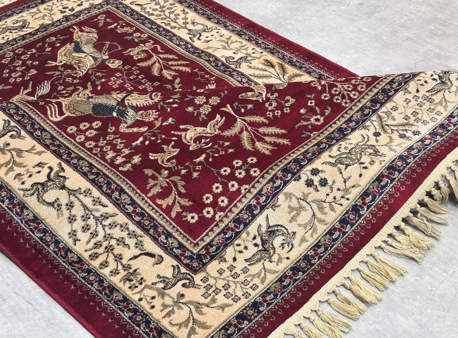 Orientteppich Kashmir Design 150x210 cm Viskose Seidenglanz Rot Beige M57R