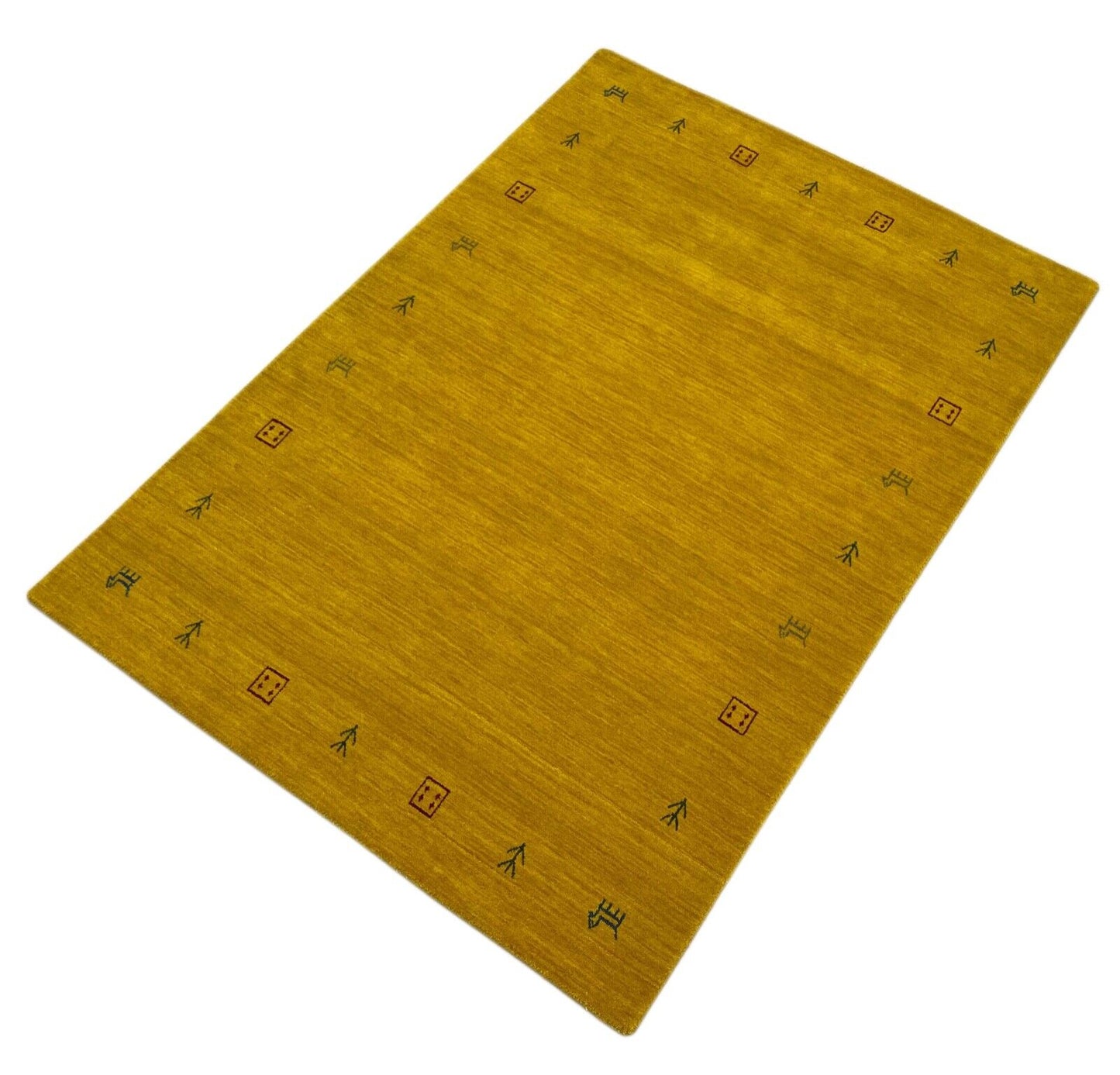 Gabbeh Teppich Gold 100% Wolle Orientteppich Handgewebt Loom Brücke G-630