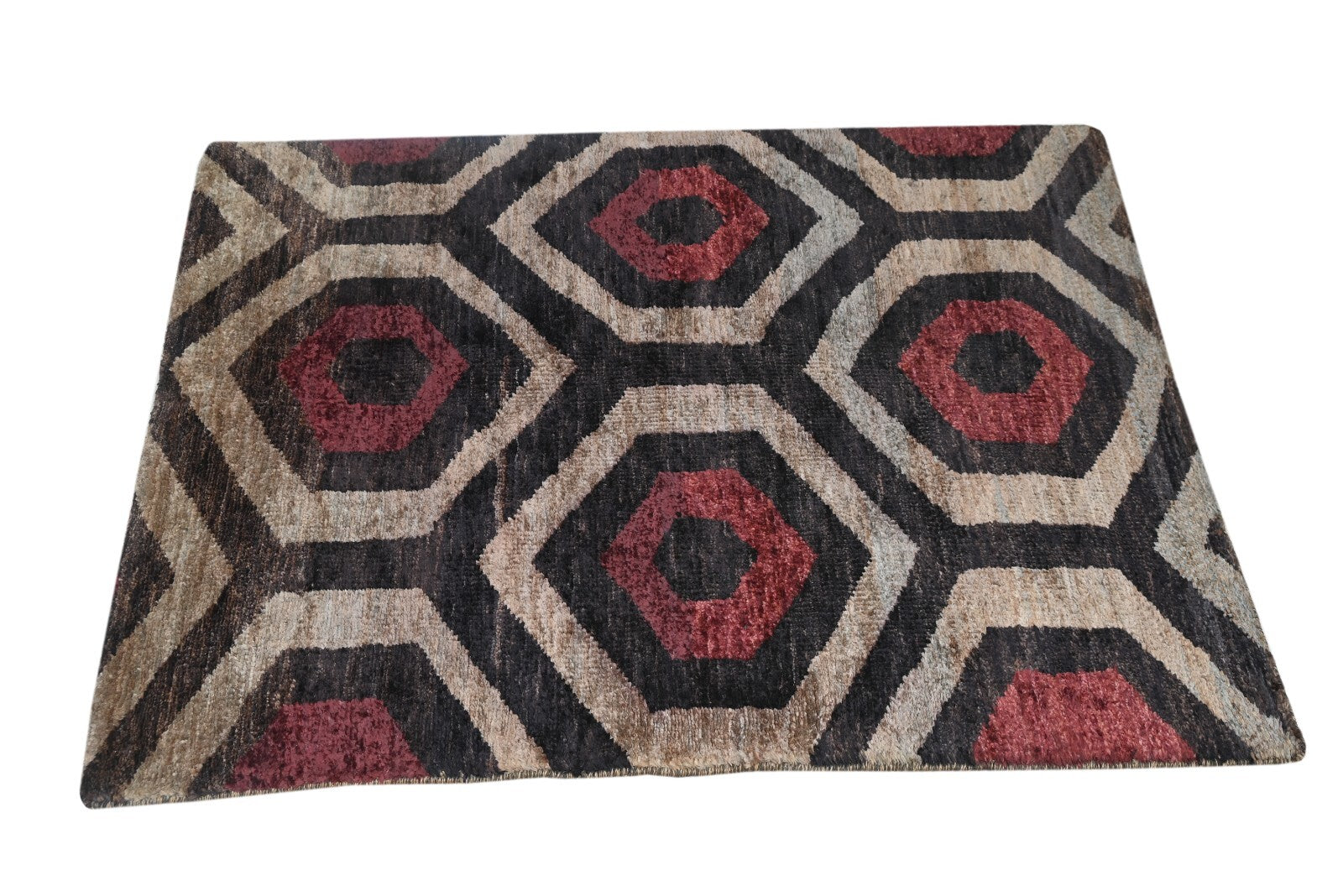 Modernes Handgeknüpfter Jute 120x180 Vintage multi Wohnzimmer Teppich SH183