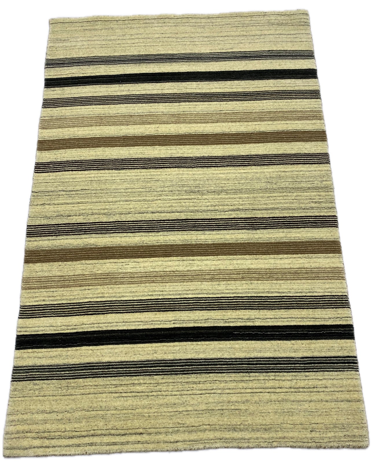 Gabbeh Teppich 100% Wolle Beige Schwarz lori Handgewebt 120x180 cm S198