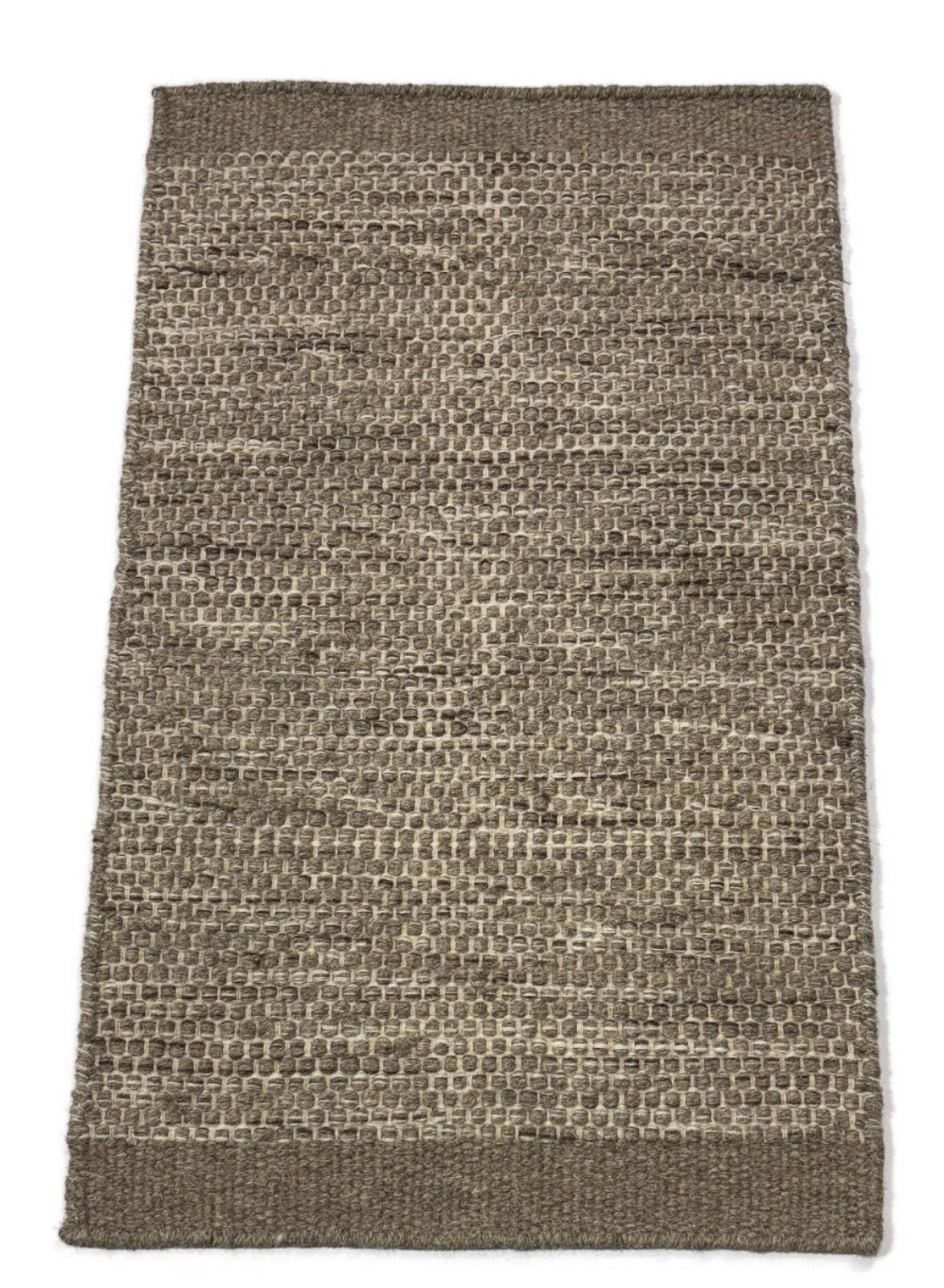Kilim Dhurry Teppich 60x90cm Handgefertigt 100% Wolle Beige Naturfarbe D101