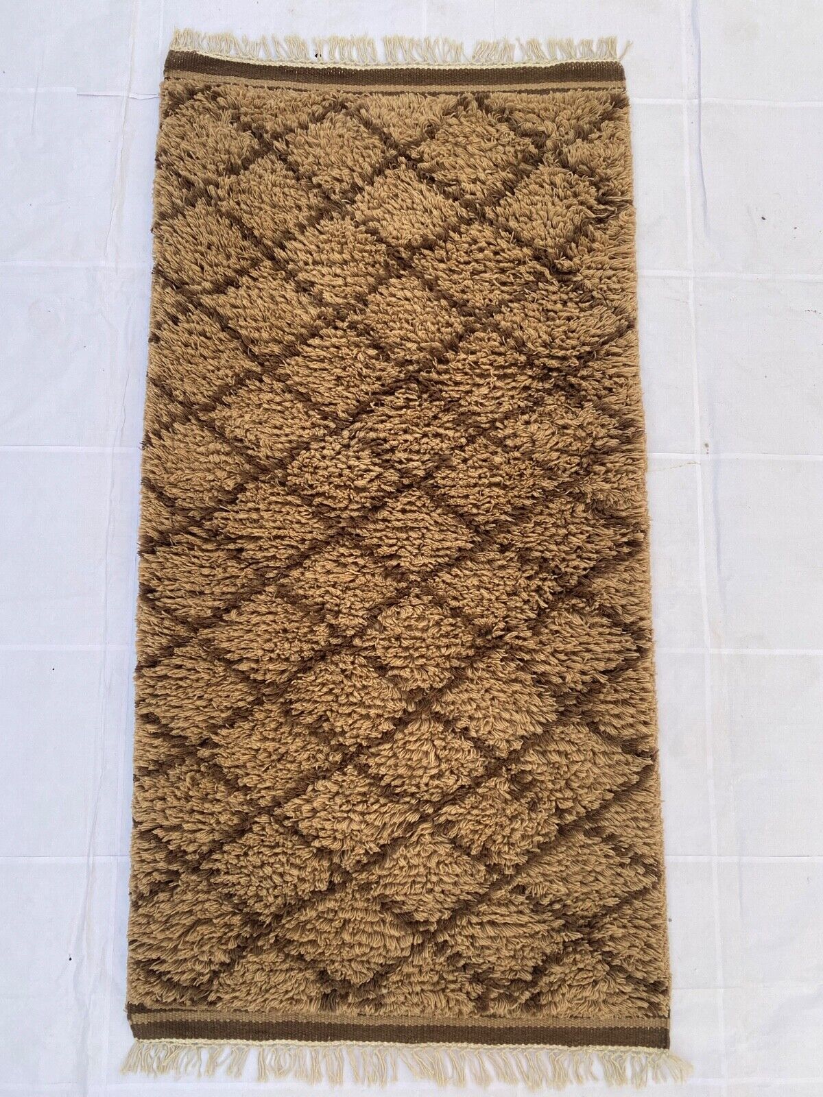 Teppich Morocco Berber Shaggy 100% Wolle Braun Handgefertigter BM1