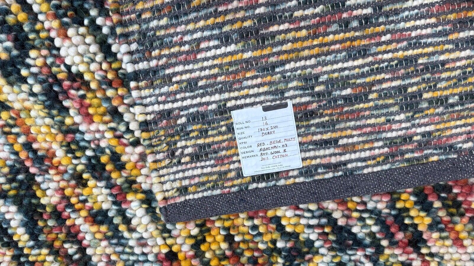 Bunter Wollteppich 170x240 cm Handgefertigt Modern Natur Teppich st13