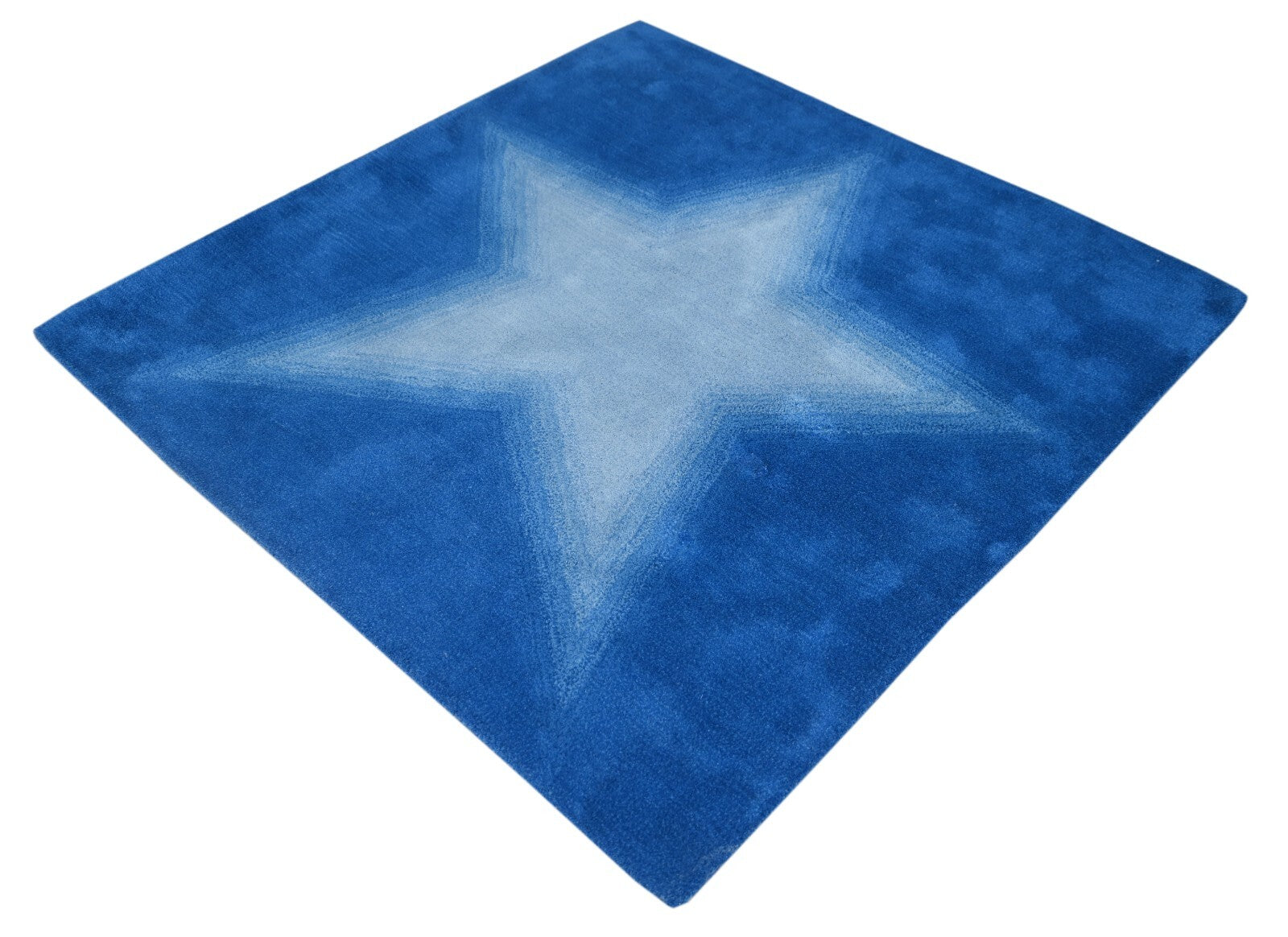 Handgetufteter Wolle teppich 120x120 Blau Modern Wohnzimmer SH257