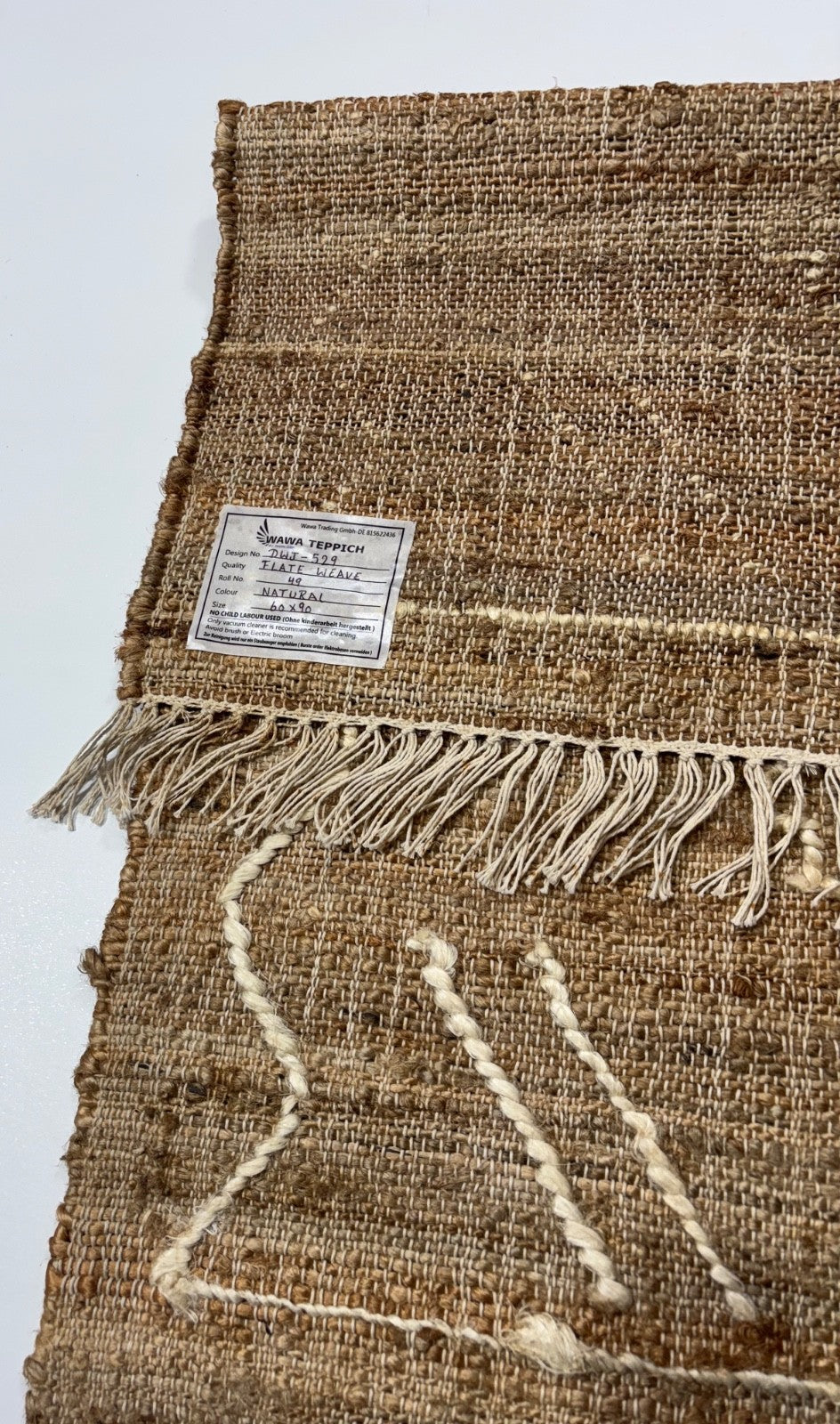 Jute Teppich 60x90 cm – Natur & Ethno Stil mit handgewebtem Muster D529