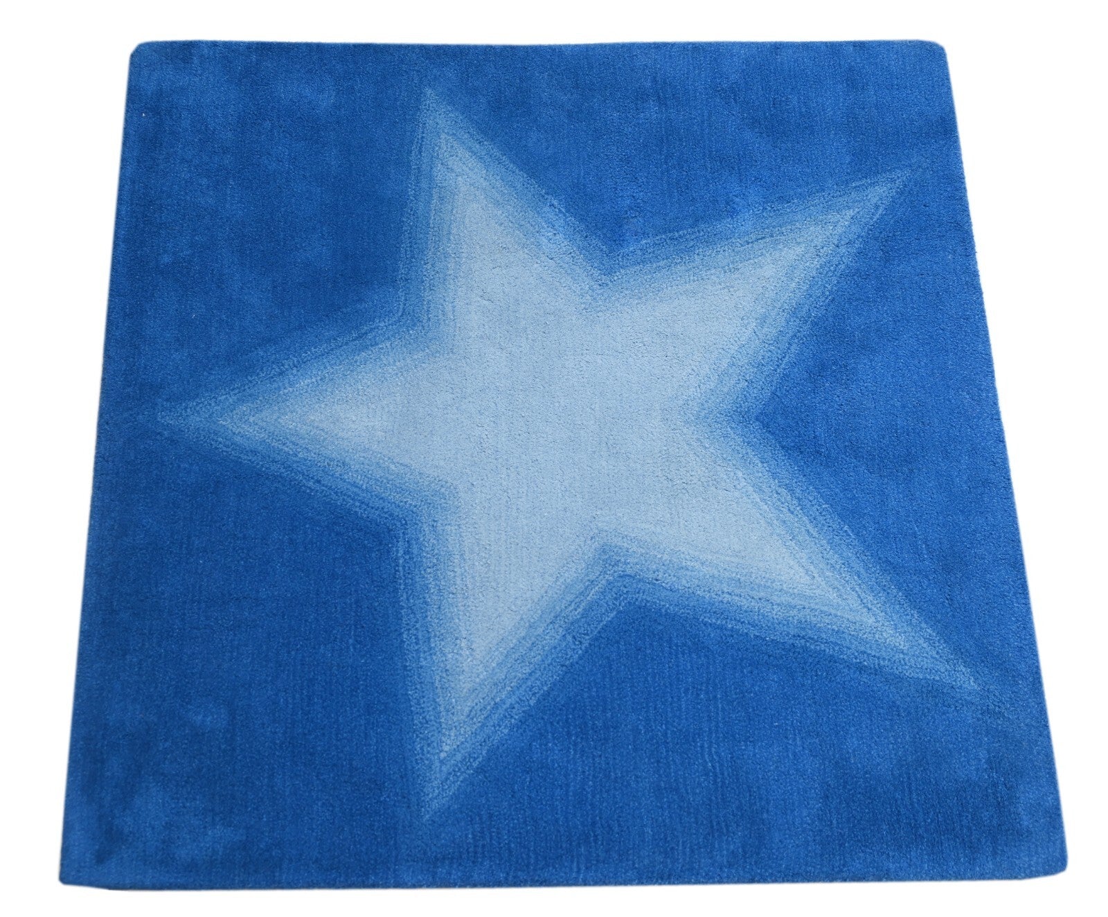 Handgetufteter Wolle teppich 120x120 Blau Modern Wohnzimmer SH257