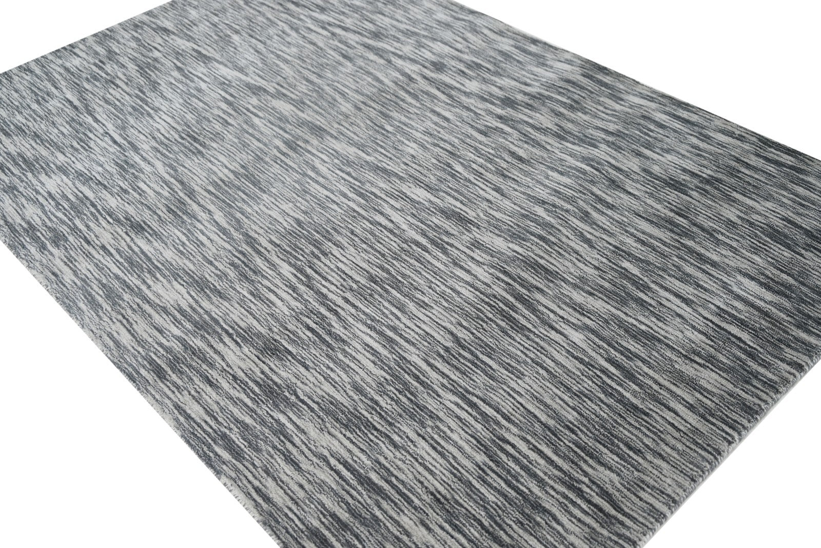 Handgewebter Teppich 120x180 Grau Glanzoptik Wolle Wohnzimmer SH179