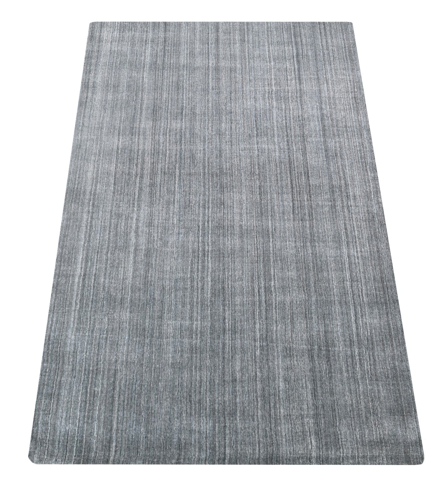 Handgewebter Teppich 150x240 Holzkohle Glanzoptik Wolle-ViskosemWohnzimmer SH124