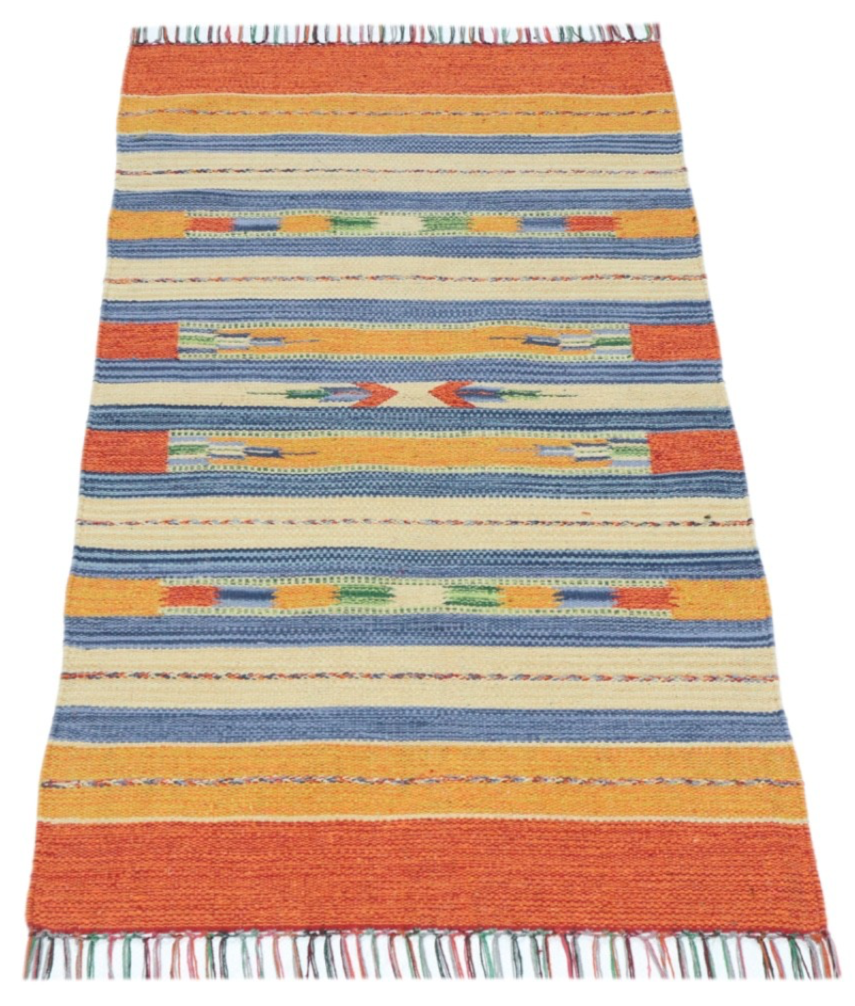 Kelim Teppich 100% Baumwolle flach gewebt mit Fransen Kilim Dhurrie 8 Designs CT