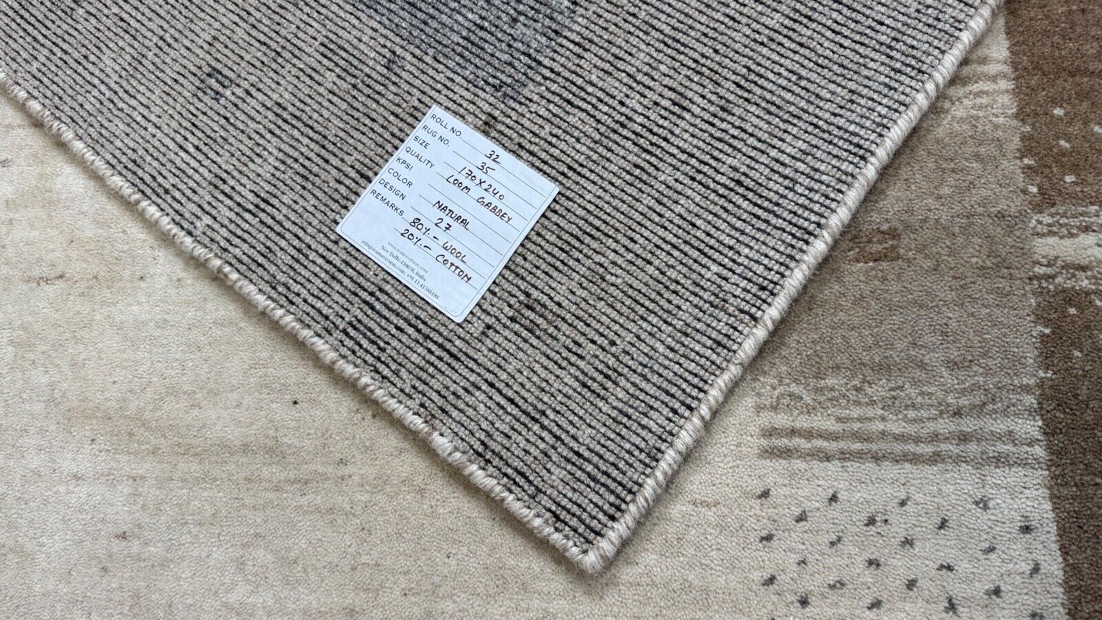 Beige Naturfarbe Gabbeh Teppich 100% Wolle Handgewebt Schurwolle 170x240 cm st35